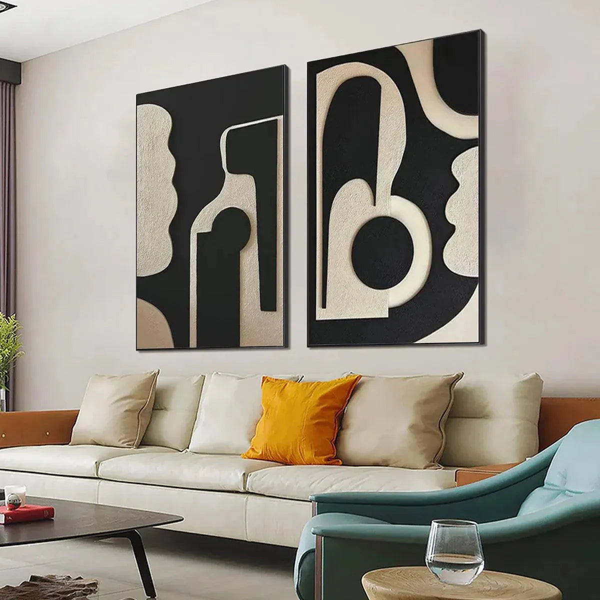 Mid-Century Modern Inspired Art | Large Black & White Art #AA 211