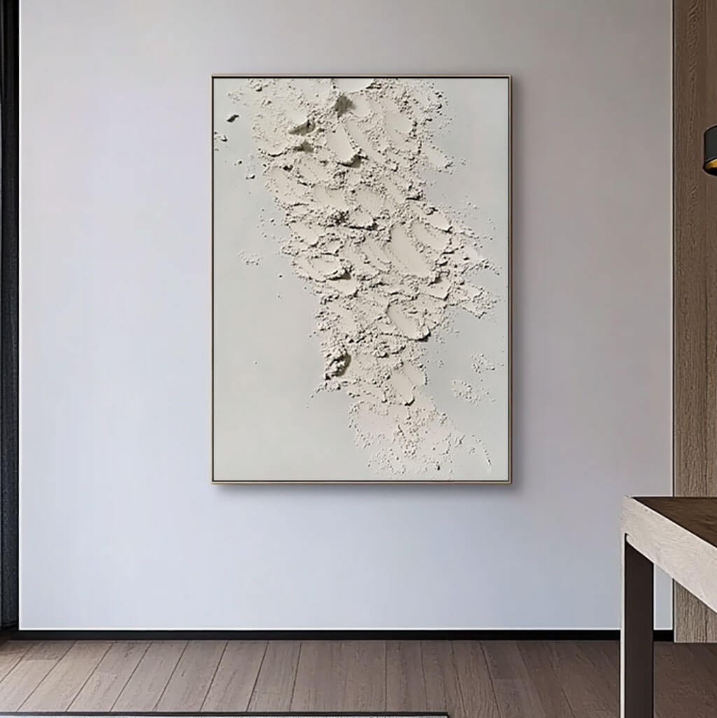 White Textured Wall Art - 3D Plaster Effect Canvas Print #AA 320