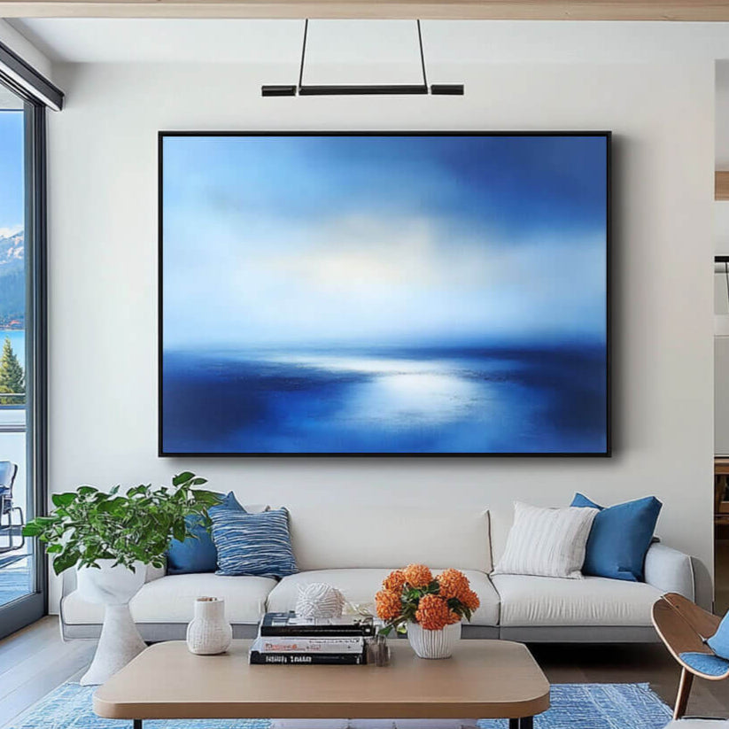 Serene Blue Seascape Painting | Calming Abstract Ocean Wall Art #AA 056