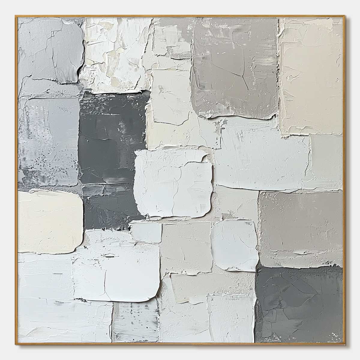 Textured 3D Abstract Art | Grey & White Wall Painting #AA 122