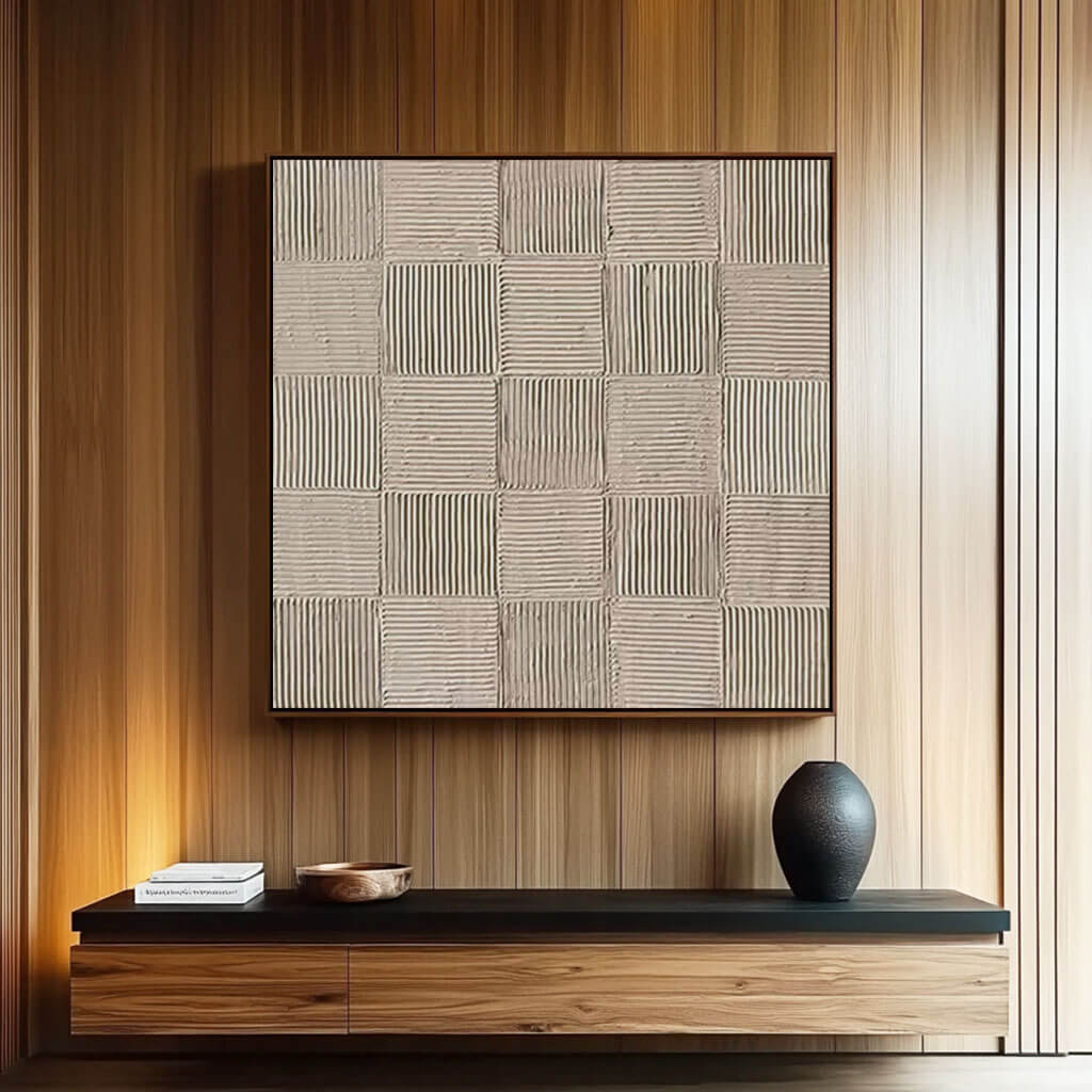 Textured 3D Wall Art | Minimalist Beige Painting #AA 072