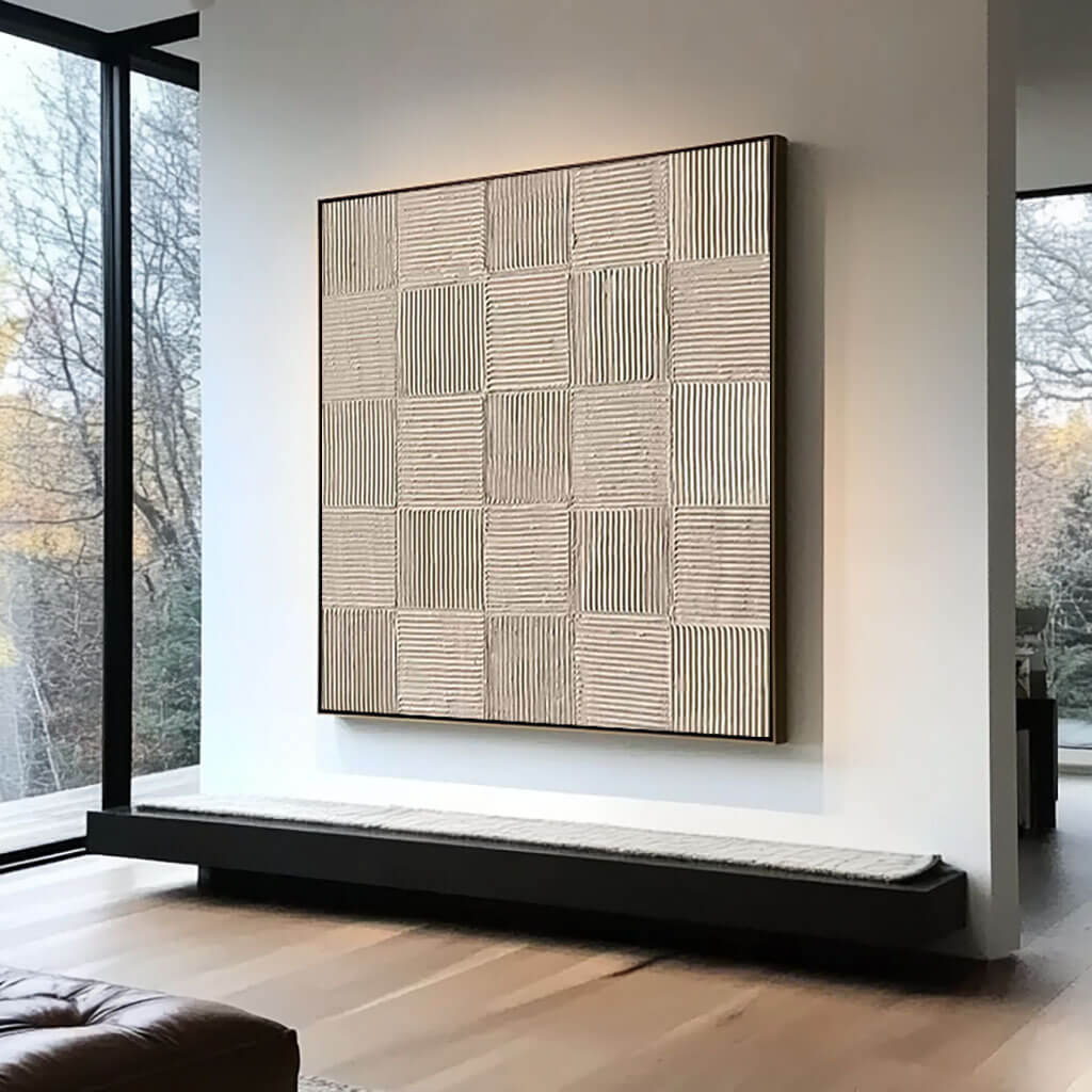 Textured 3D Wall Art | Minimalist Beige Painting #AA 072