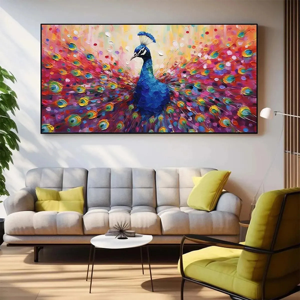 Vibrant Peacock Wall Art | Expressive Original Bird Painting #ZZ 247