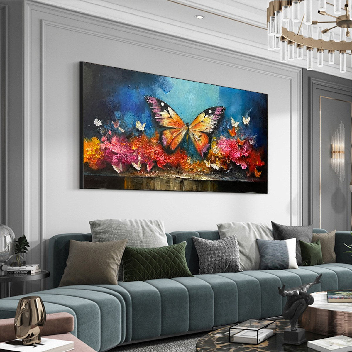 Colorful Butterfly Painting | Orange & Blue Animal Wall Art #AA 127