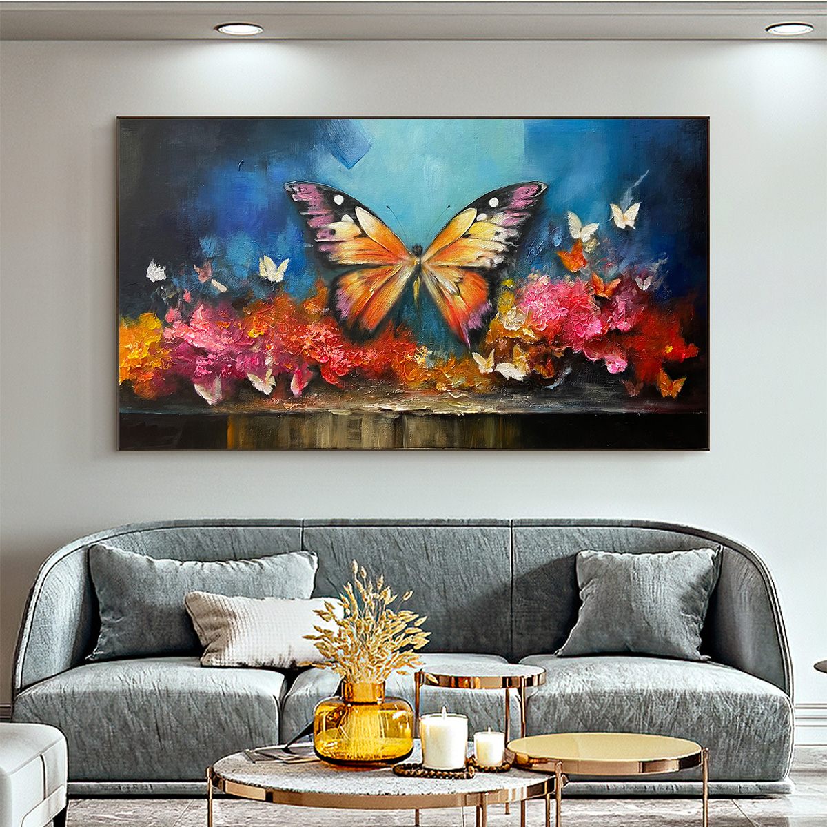 Colorful Butterfly Painting | Orange & Blue Animal Wall Art #AA 127