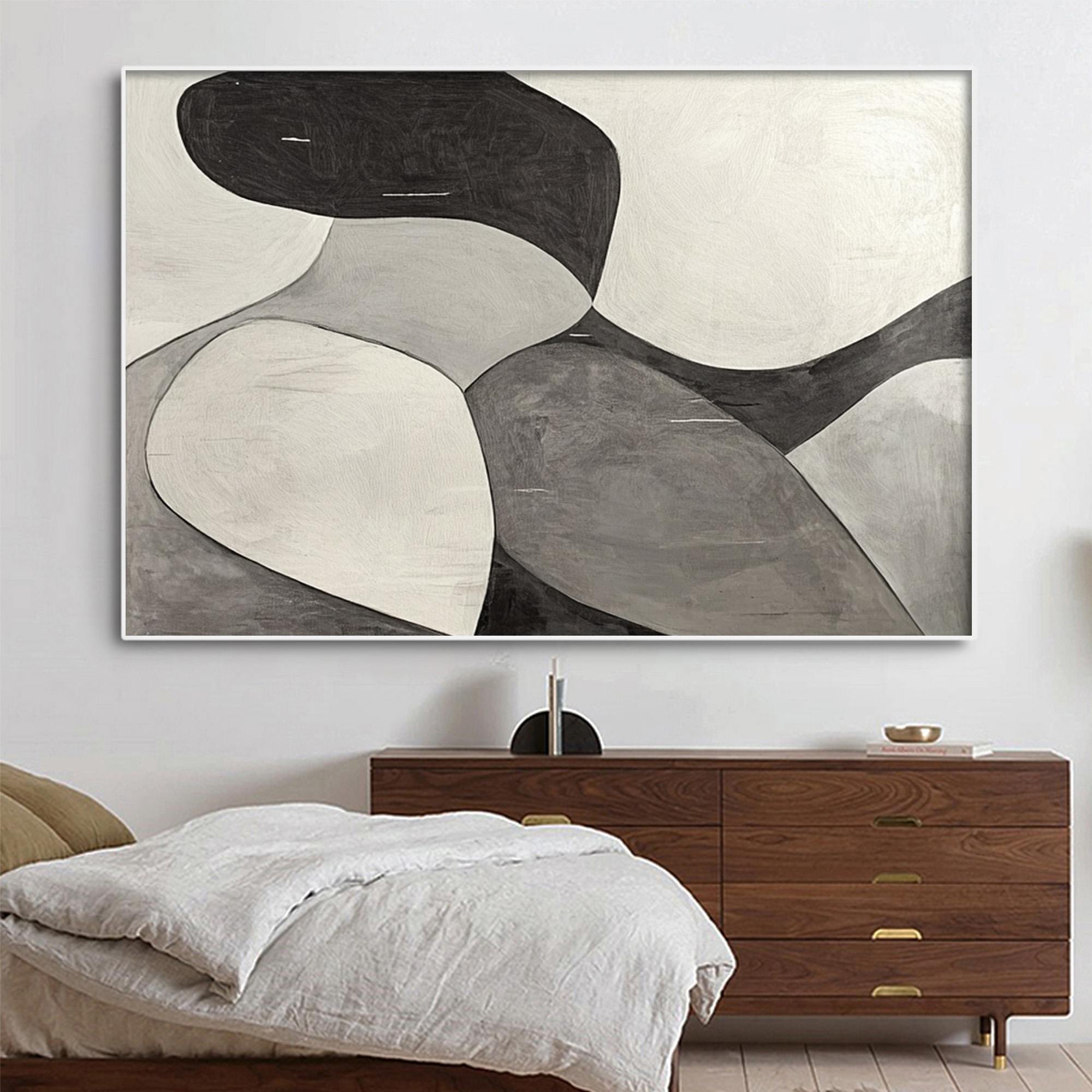 Mid-Century Modern Inspired Art | Large Black & White Art #AA 213