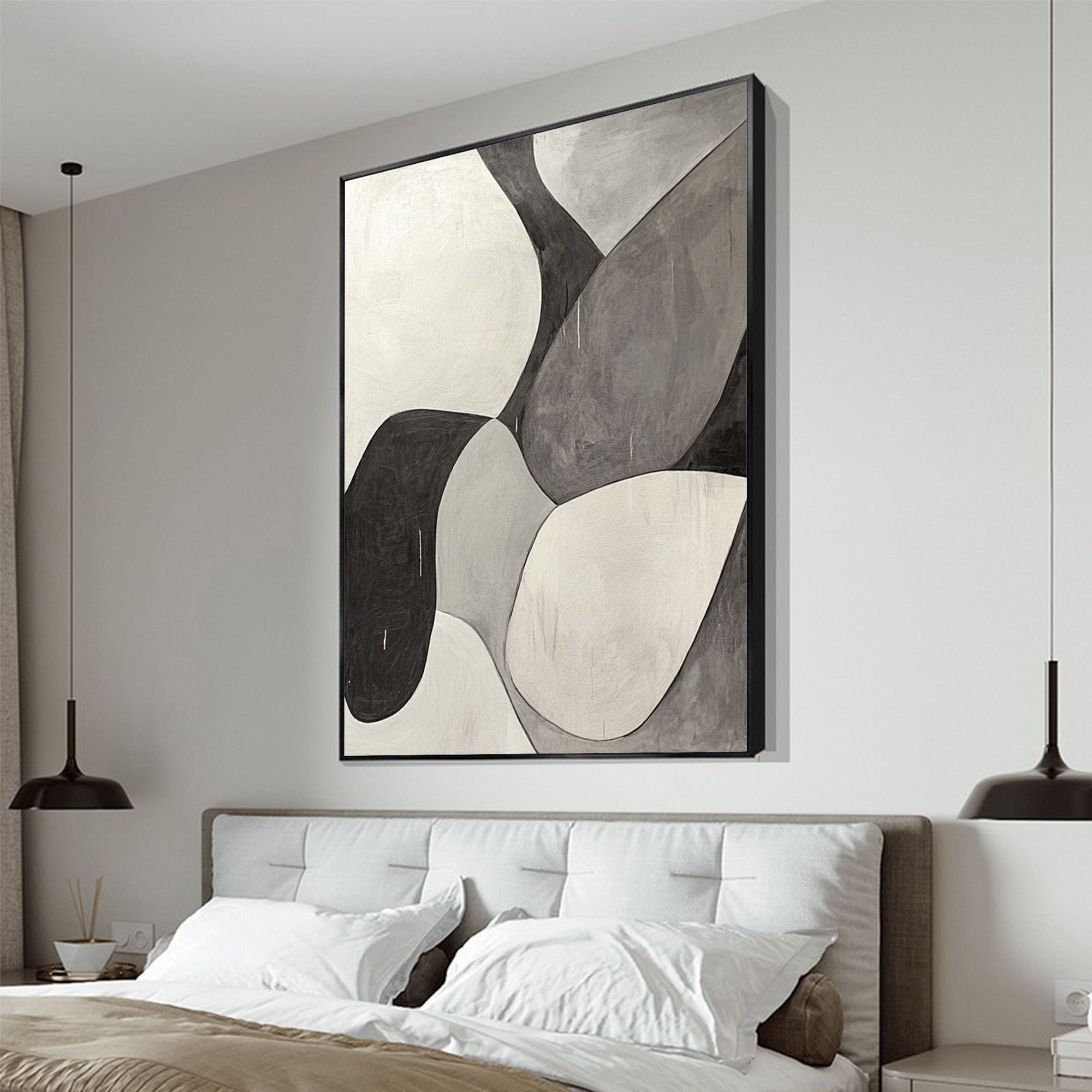Mid-Century Modern Inspired Art | Large Black & White Art #AA 213