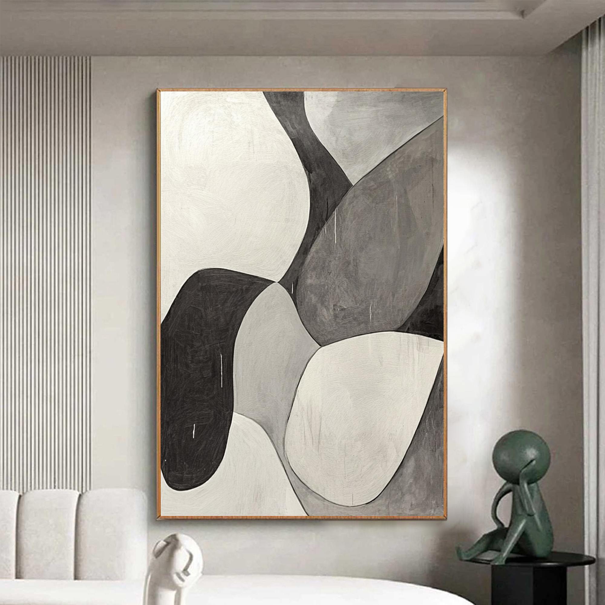 Mid-Century Modern Inspired Art | Large Black & White Art #AA 213