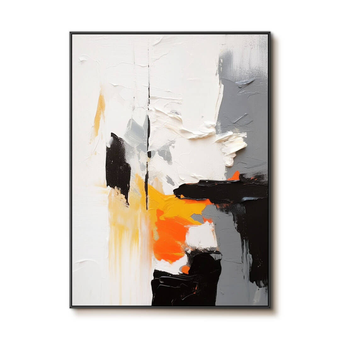 Black, White & Orange Abstract Art | Modern Textured Painting #AA 065
