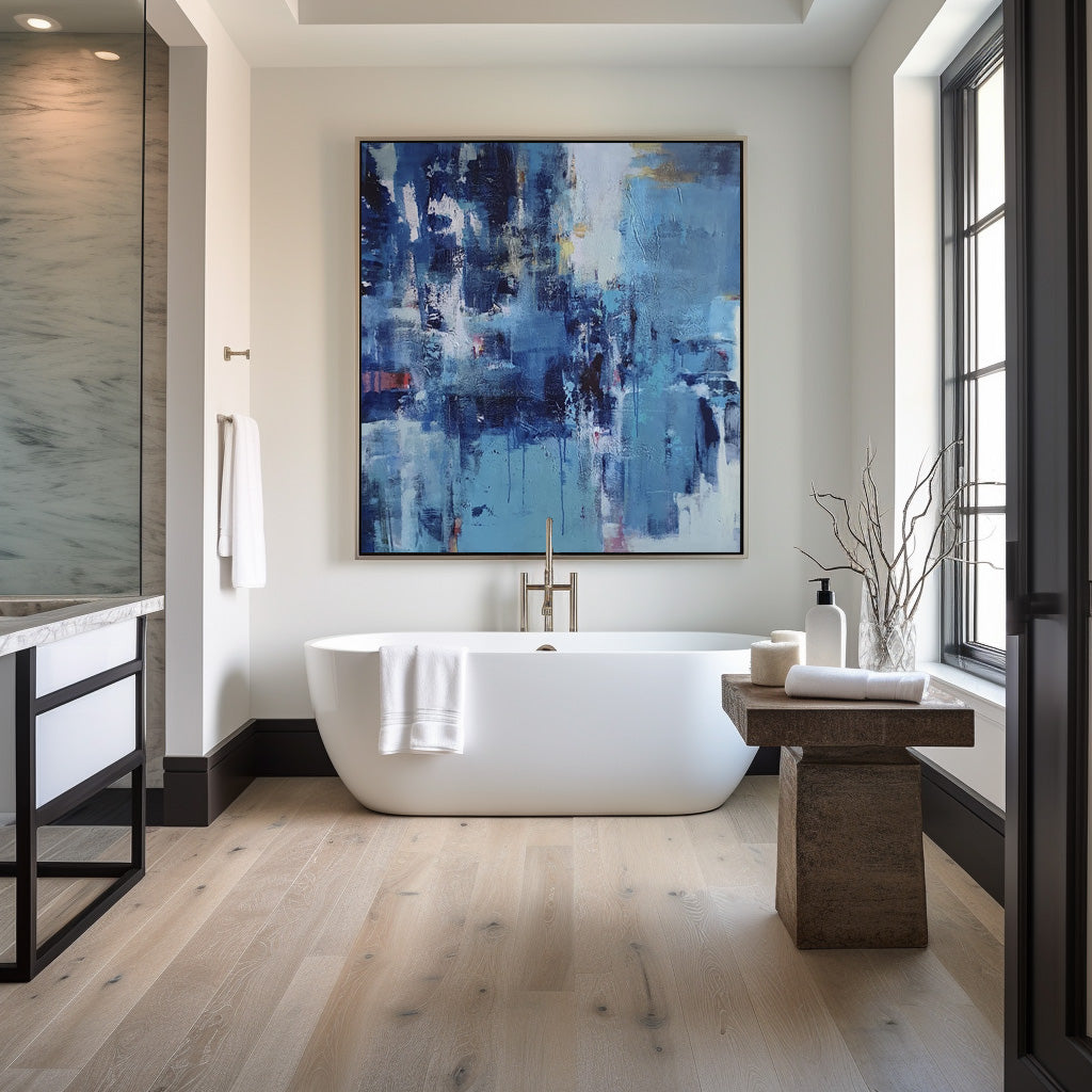 Contemporary Abstract Expressionist Painting | Blue Texture Art #AA 392