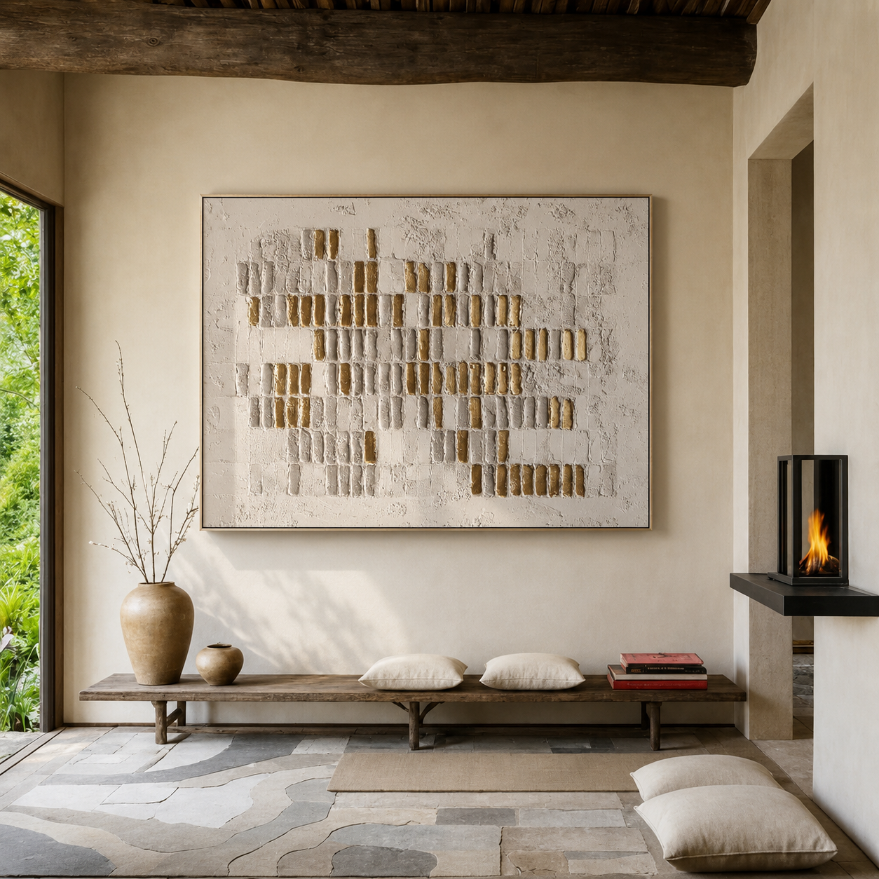 Earthen Rhythm – Textured Plaster Wall Art for Organic Modern Interiors