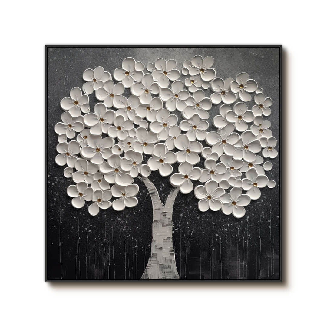 Luxury Statement Wall Art | 3D White Tree of Life Canvas #AA 029