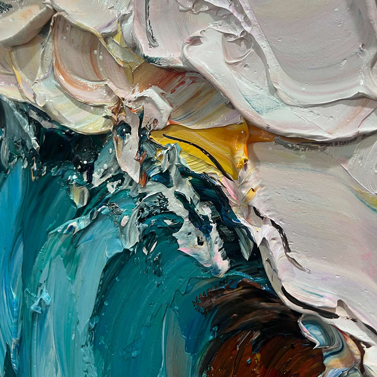 Colorful Sunset Wave Painting | Large Textured Ocean Art #AA 129