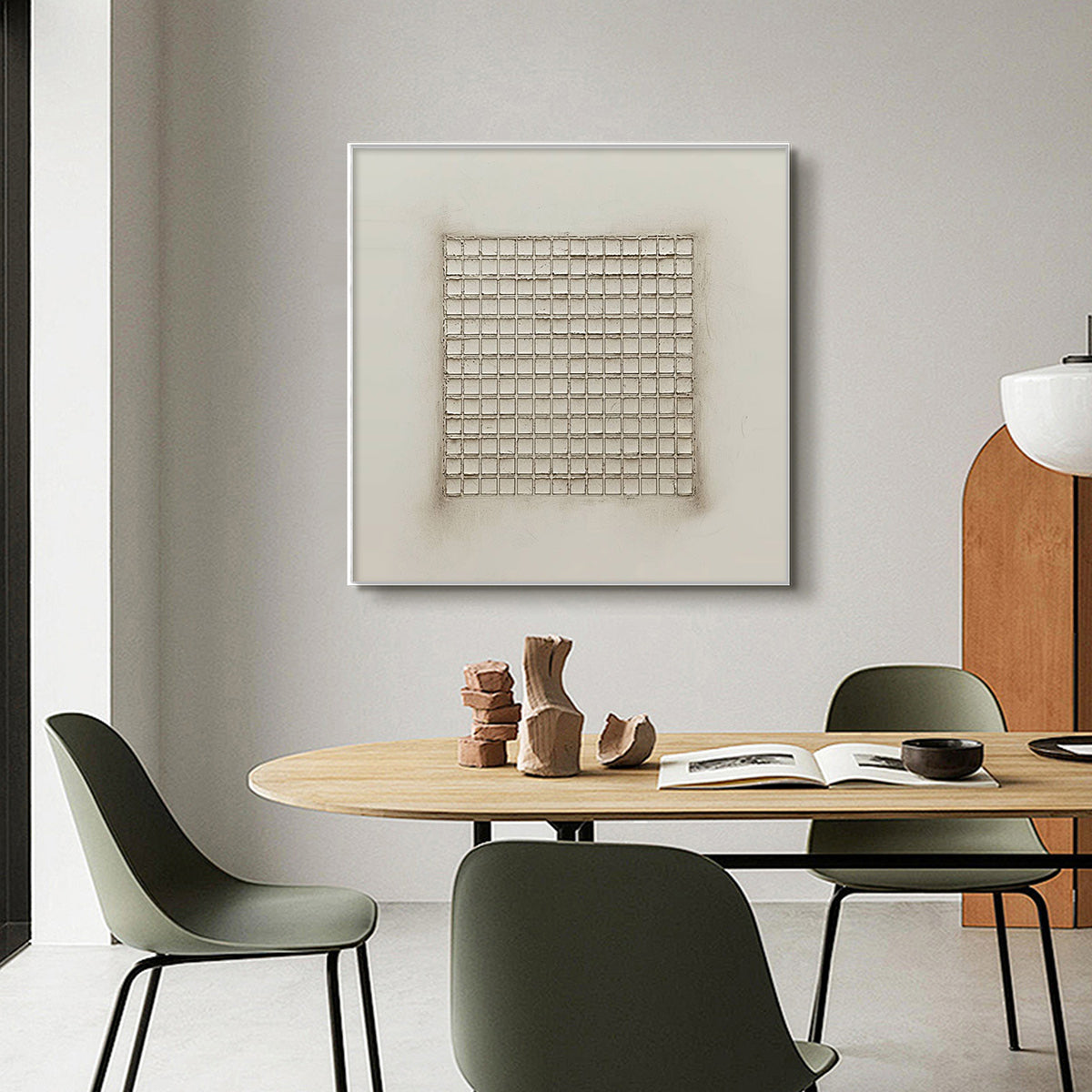 Wabi Sabi Wall Art | Textured Neutral Grid Painting #AA 131