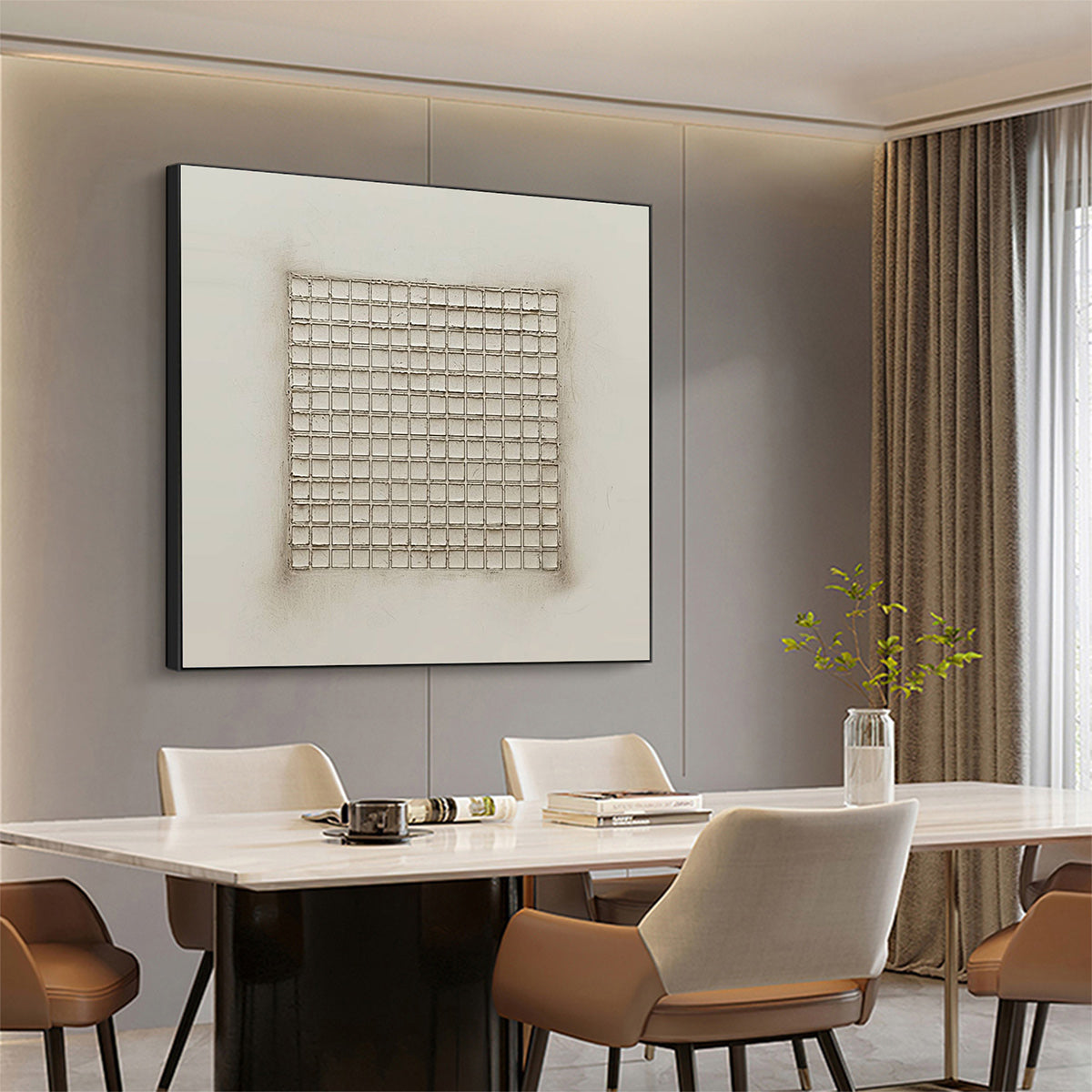 Wabi Sabi Wall Art | Textured Neutral Grid Painting #AA 131