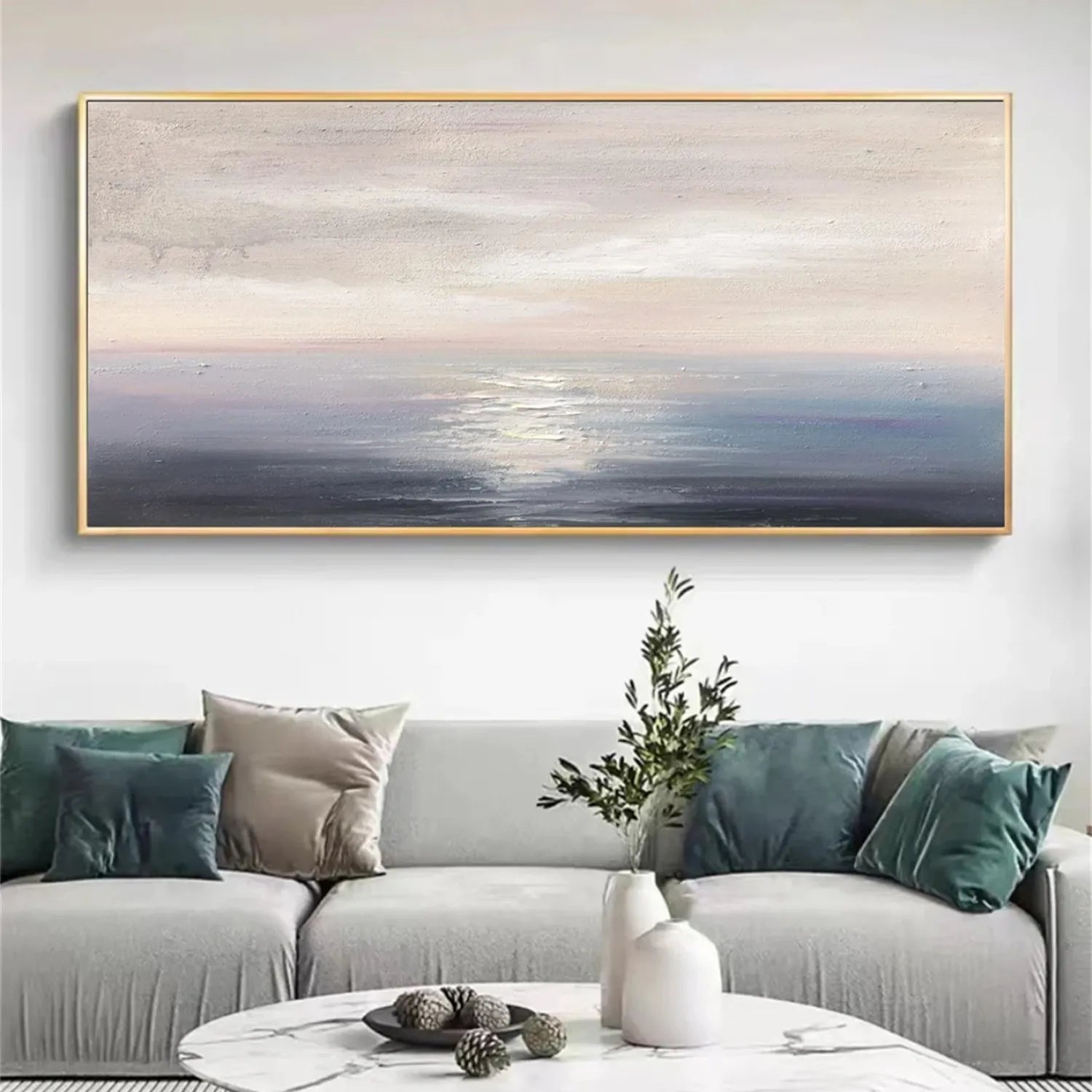Calm Seascape Abstract - Soft Color Oil Painting #JJ 107