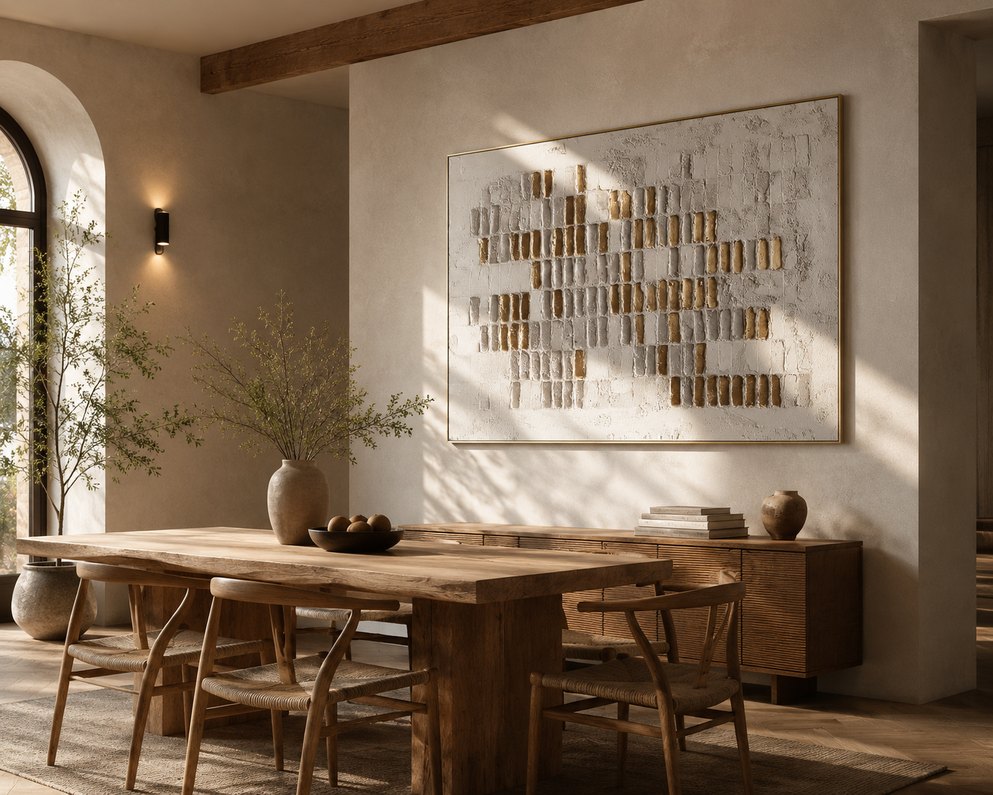 Earthen Rhythm – Textured Plaster Wall Art for Organic Modern Interiors