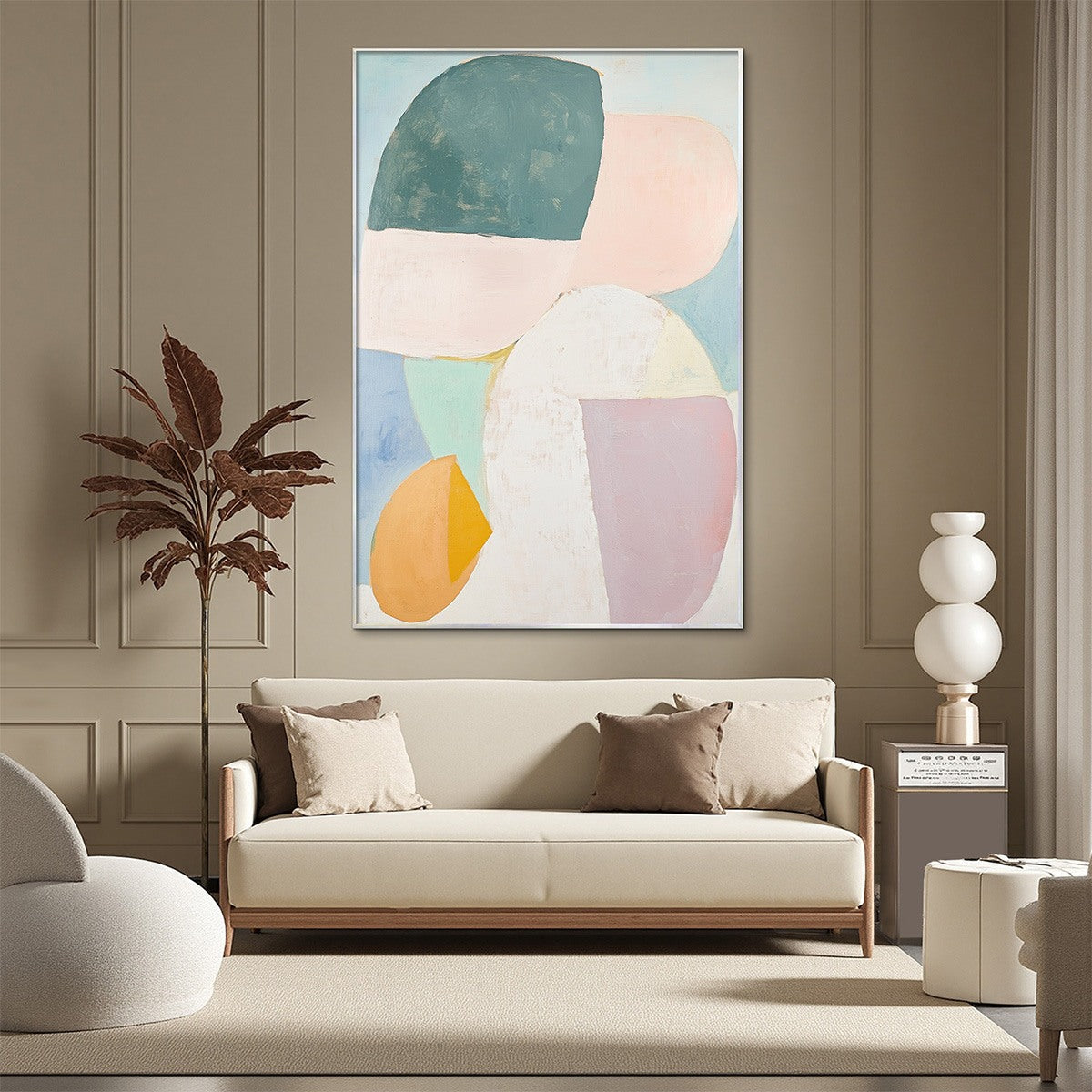 Minimalist Abstract Painting | Soft Color Block Wall Art #AA 093