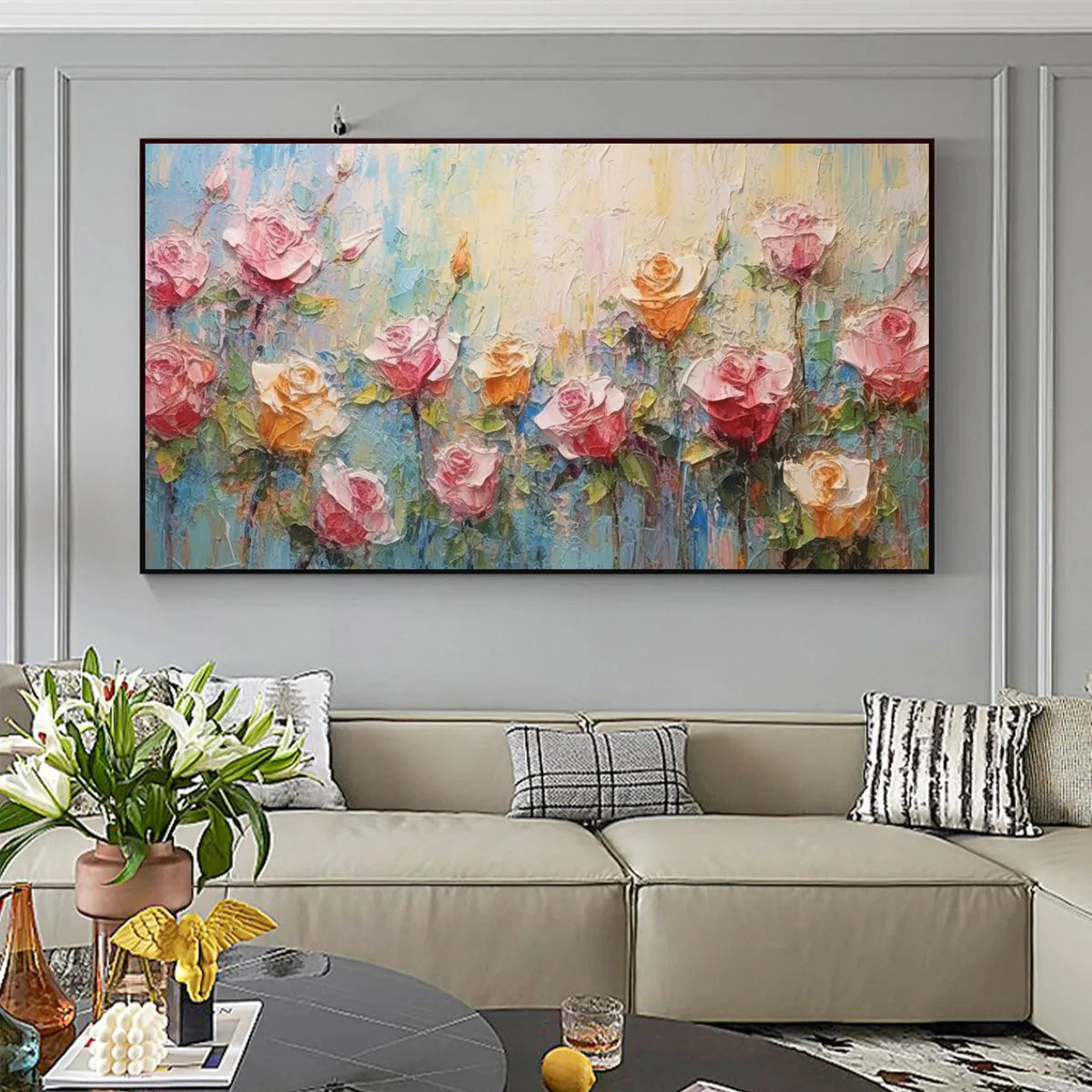 Dreamy Rose Painting | Whimsical Colorful Floral Wall Art #AA 132
