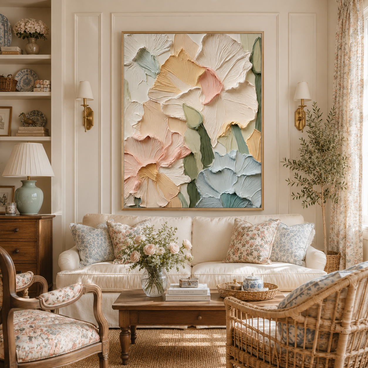 Blush Petals – Textured Floral Wall Art for Romantic Modern Interiors