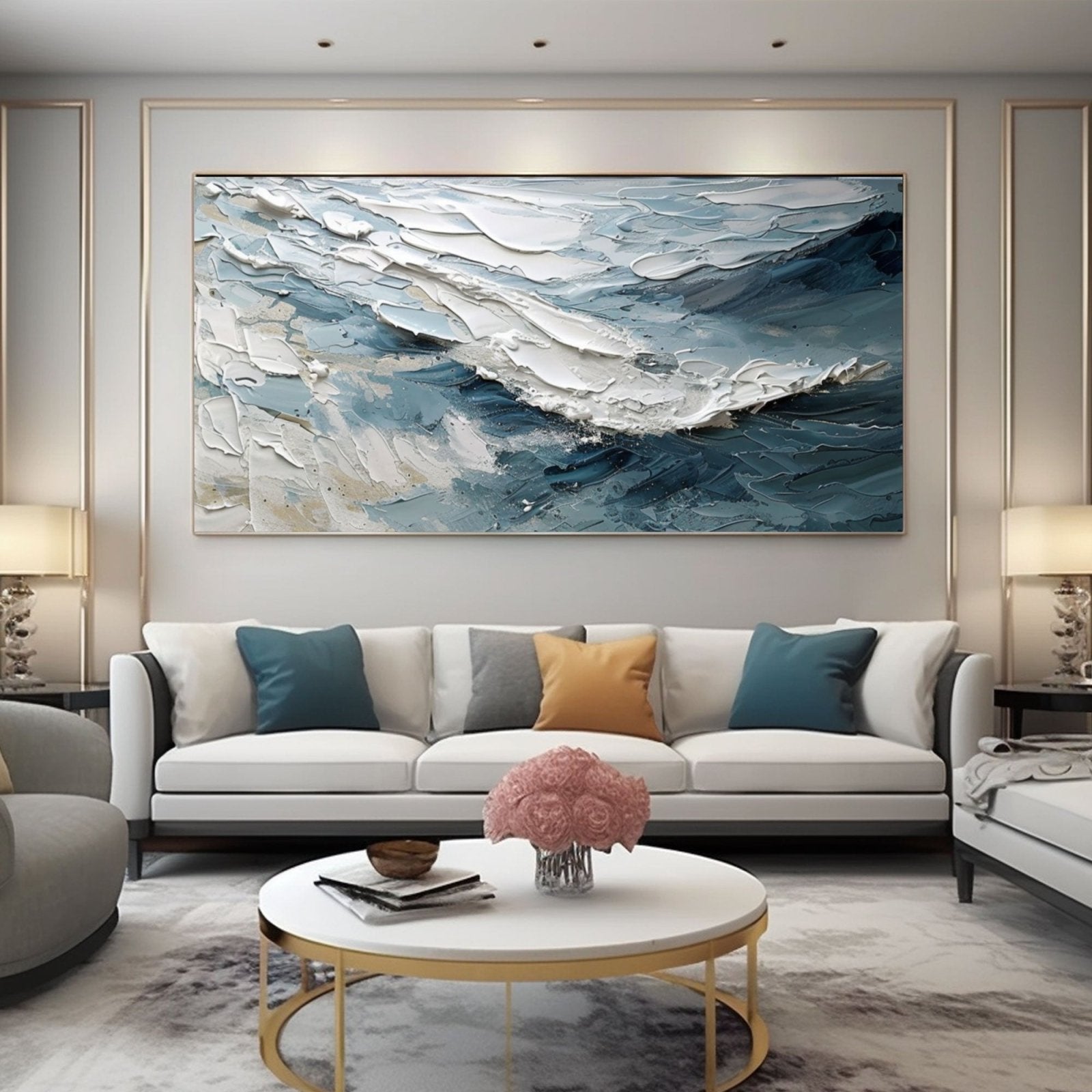 Abstract Ocean Wave Art - Textured Seascape Painting #TC 177