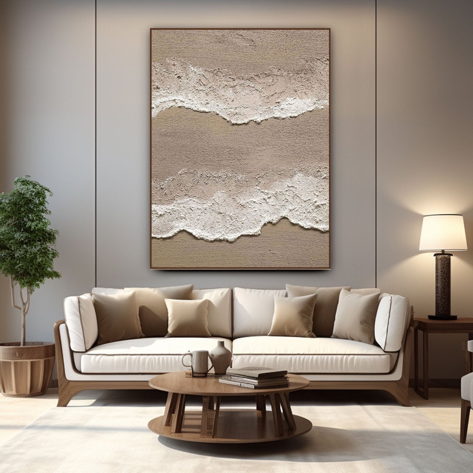 Minimalist Coastal Wall Art | Abstract Ocean Wave Painting #TC 227