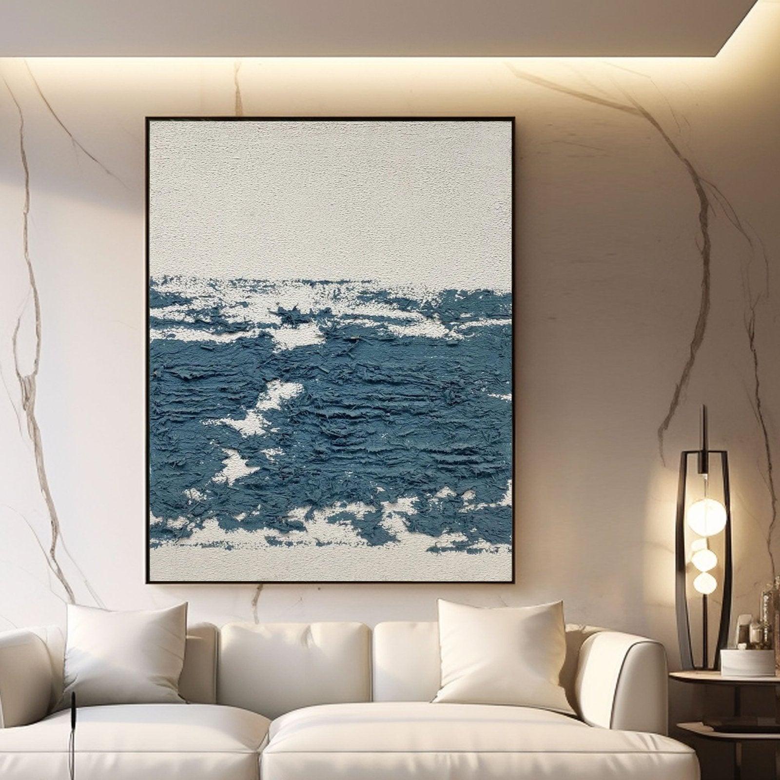 Original Abstract Ocean Art | Heavy Texture Blue White Canvas #TC 184