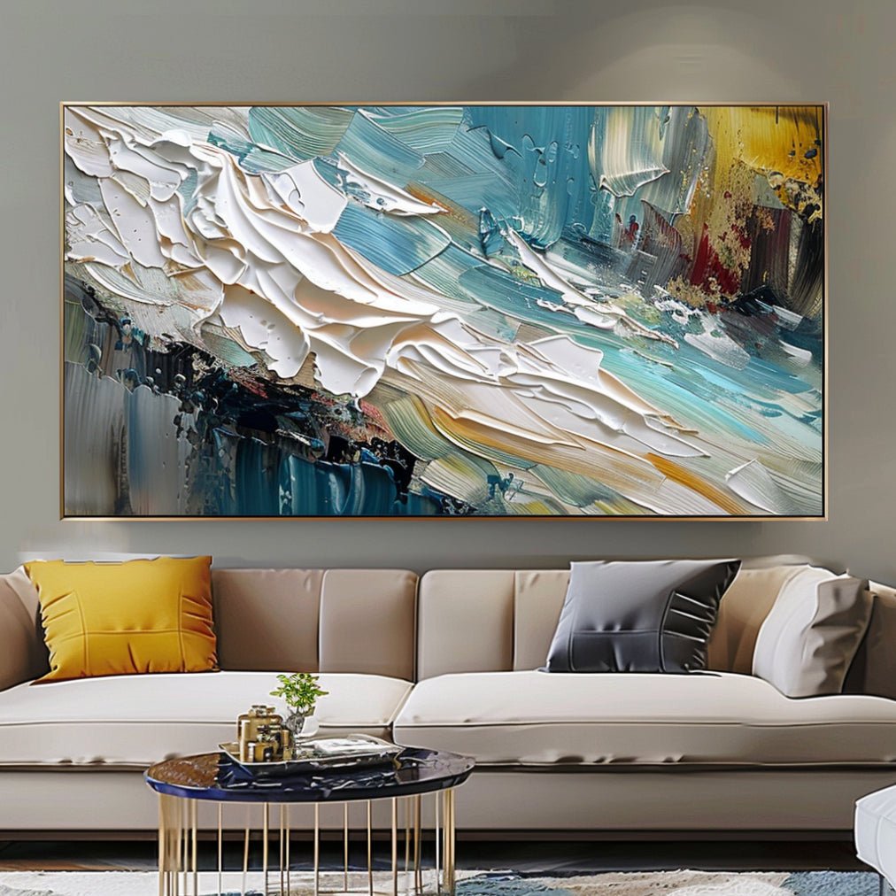 Abstract Ocean Waves Wall Art Textured Seascape Impasto Artwork #TC 188