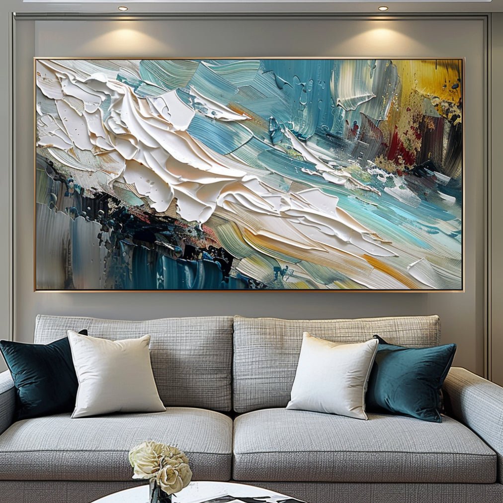 Abstract Ocean Waves Wall Art Textured Seascape Impasto Artwork #TC 188