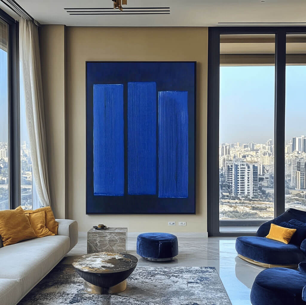 Serene Blue Wall Art | Large Calming Abstract for Modern Decor #ZZ 229