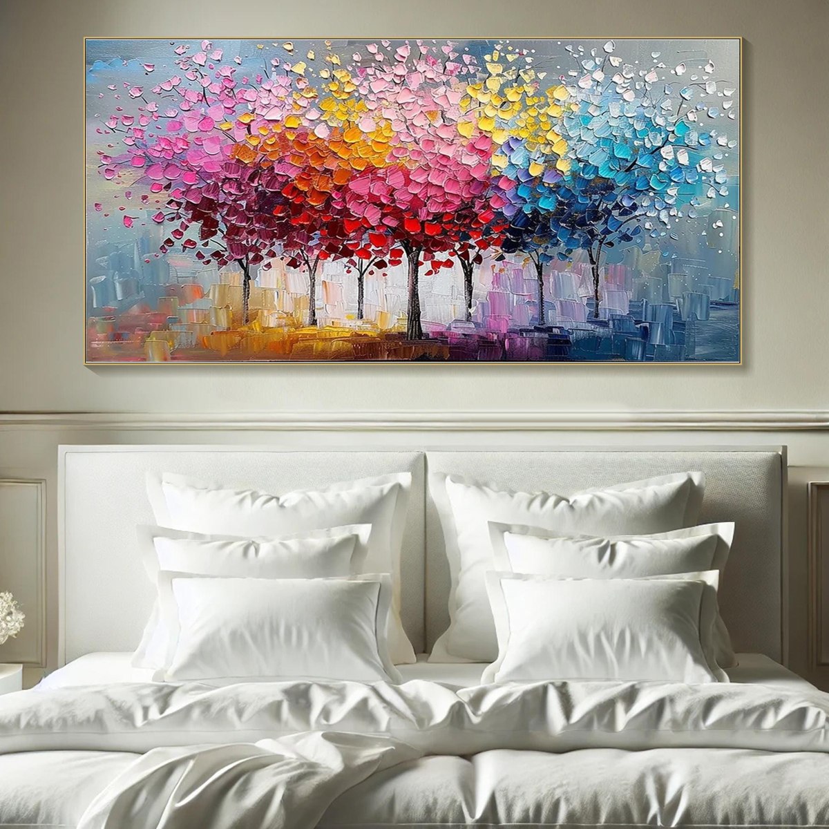 Colorful Abstract Tree Canvas Art | Rainbow Forest Landscape #AA 376