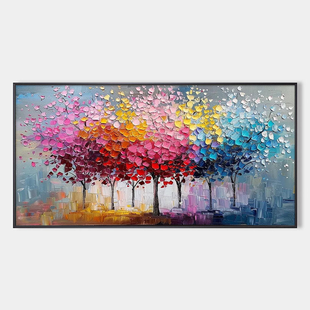 Colorful Abstract Tree Canvas Art | Rainbow Forest Landscape #AA 376