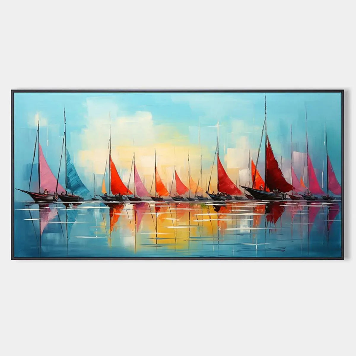 Colorful Sailboat Painting | Modern Seascape Wall Art #AA 135