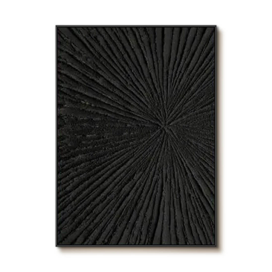 Black 3D Textured Canvas Wall Art | Abstract Radial Design #AA 380