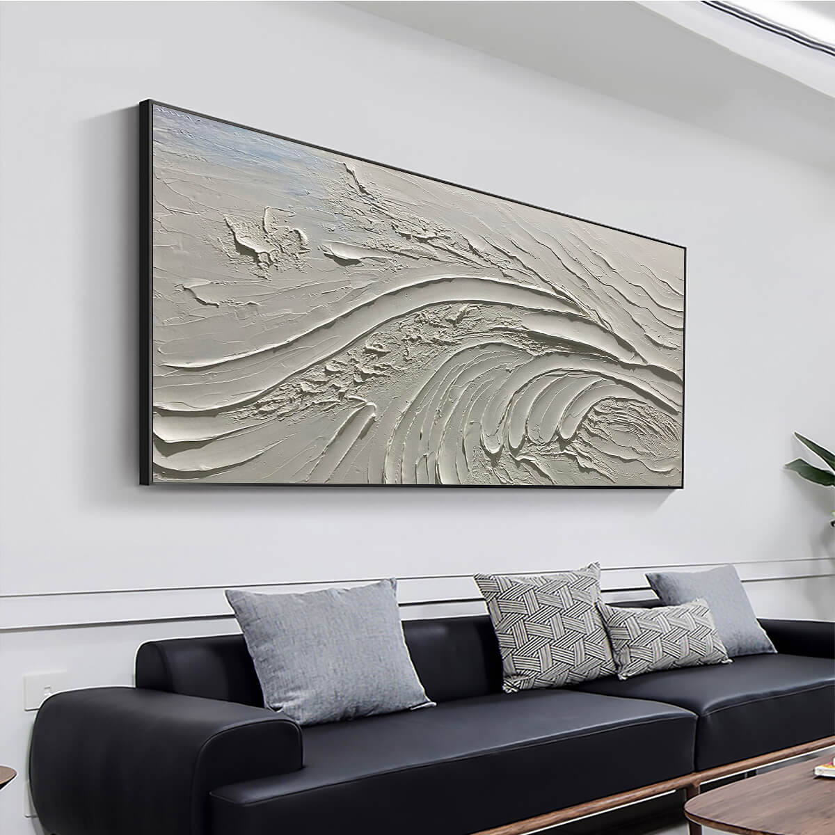 3D Textured White Abstract Wall Art | Plaster Effect Canvas #AA 355