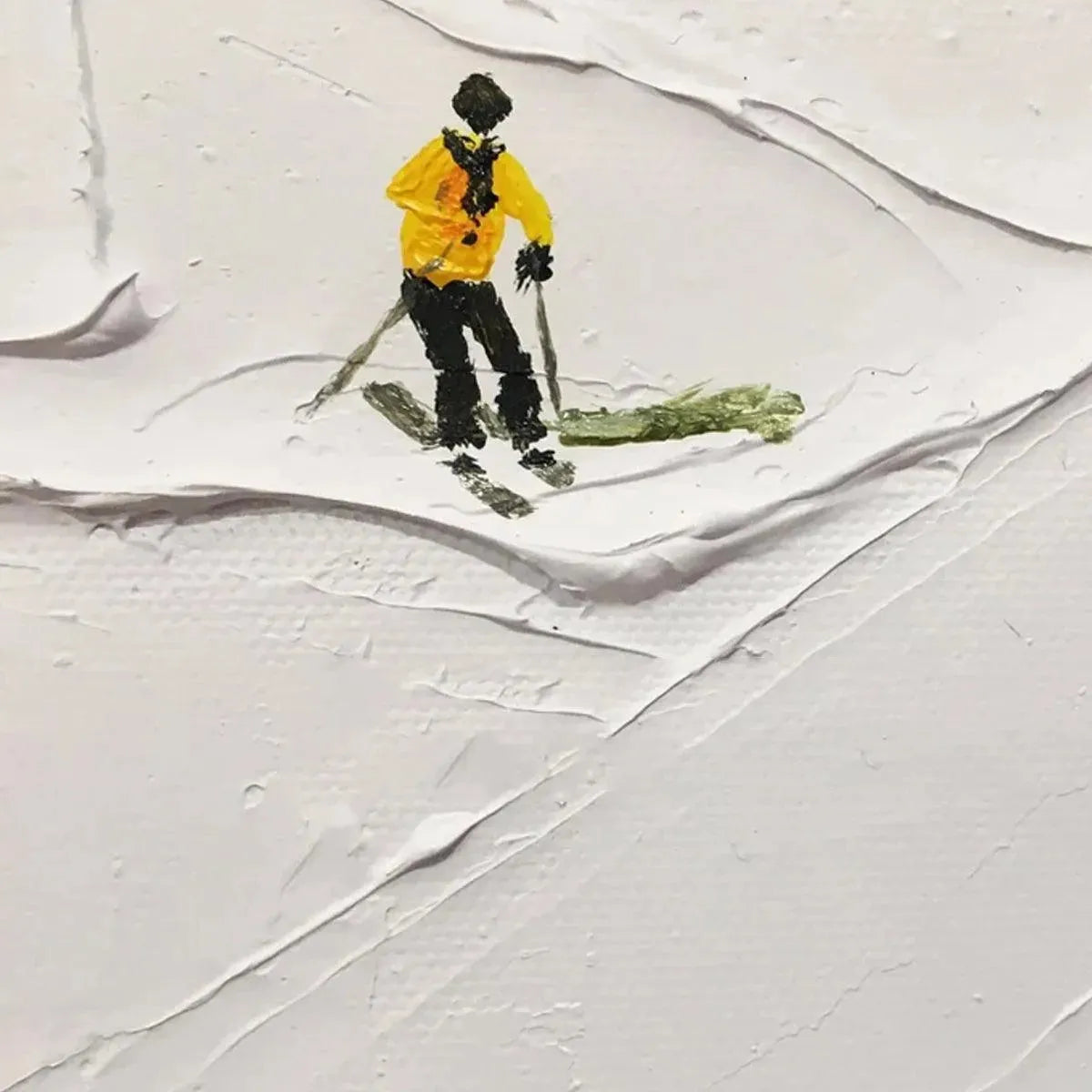 Colorful Skiers on White Snow | 3D Textured Painting #AA 230