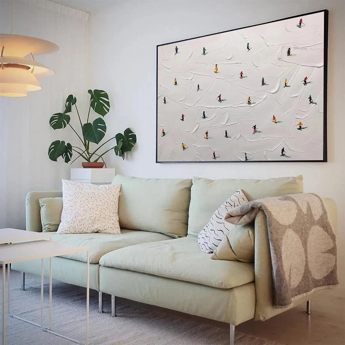 Colorful Skiers on White Snow | 3D Textured Painting #AA 230