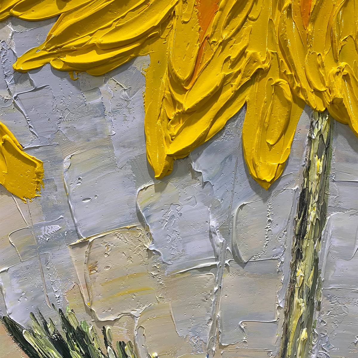 Textured 3D Sunflower Painting | Yellow Impasto Floral Art #AA 144