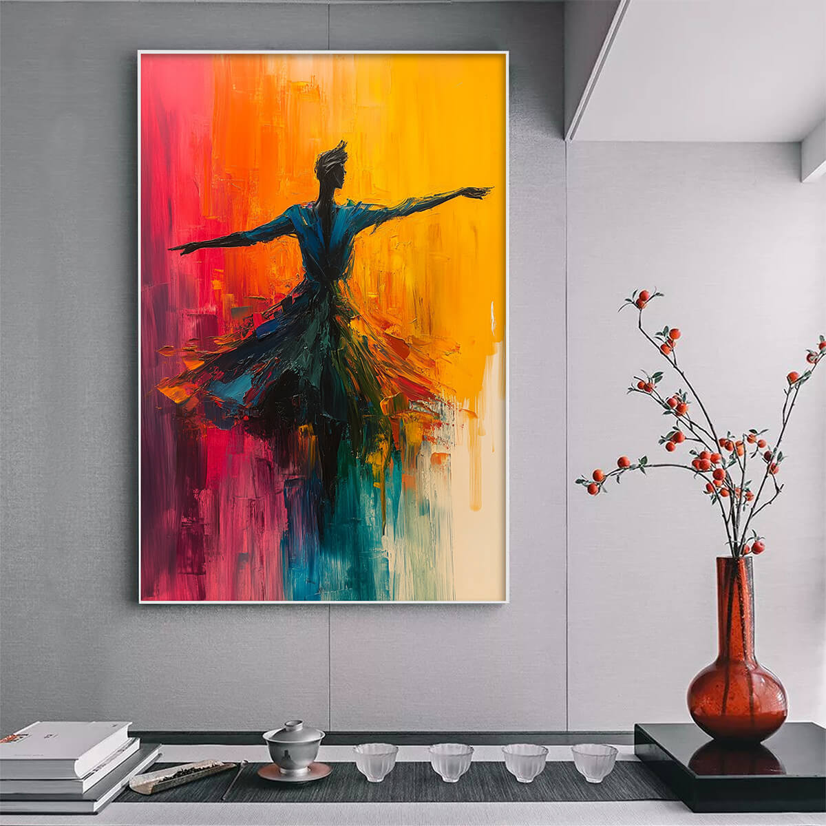 Large Colorful Abstract Dancer Painting | Vibrant Wall Art #AA 118
