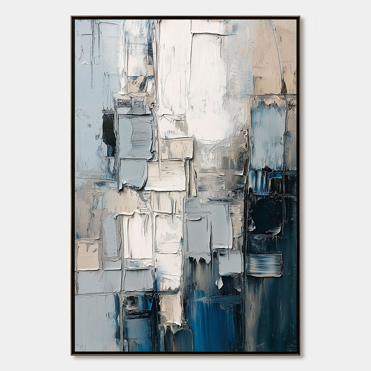 Textured Blue and White Abstract Wall Art | Modern Wall Decor #AA 095