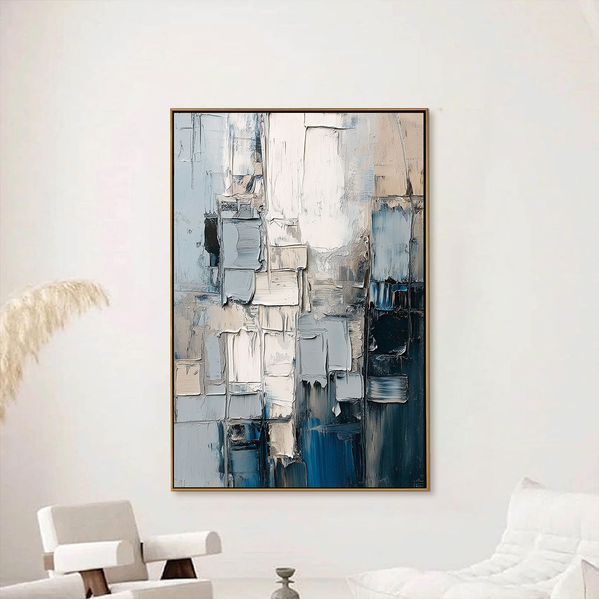 Textured Blue and White Abstract Wall Art | Modern Wall Decor #AA 095