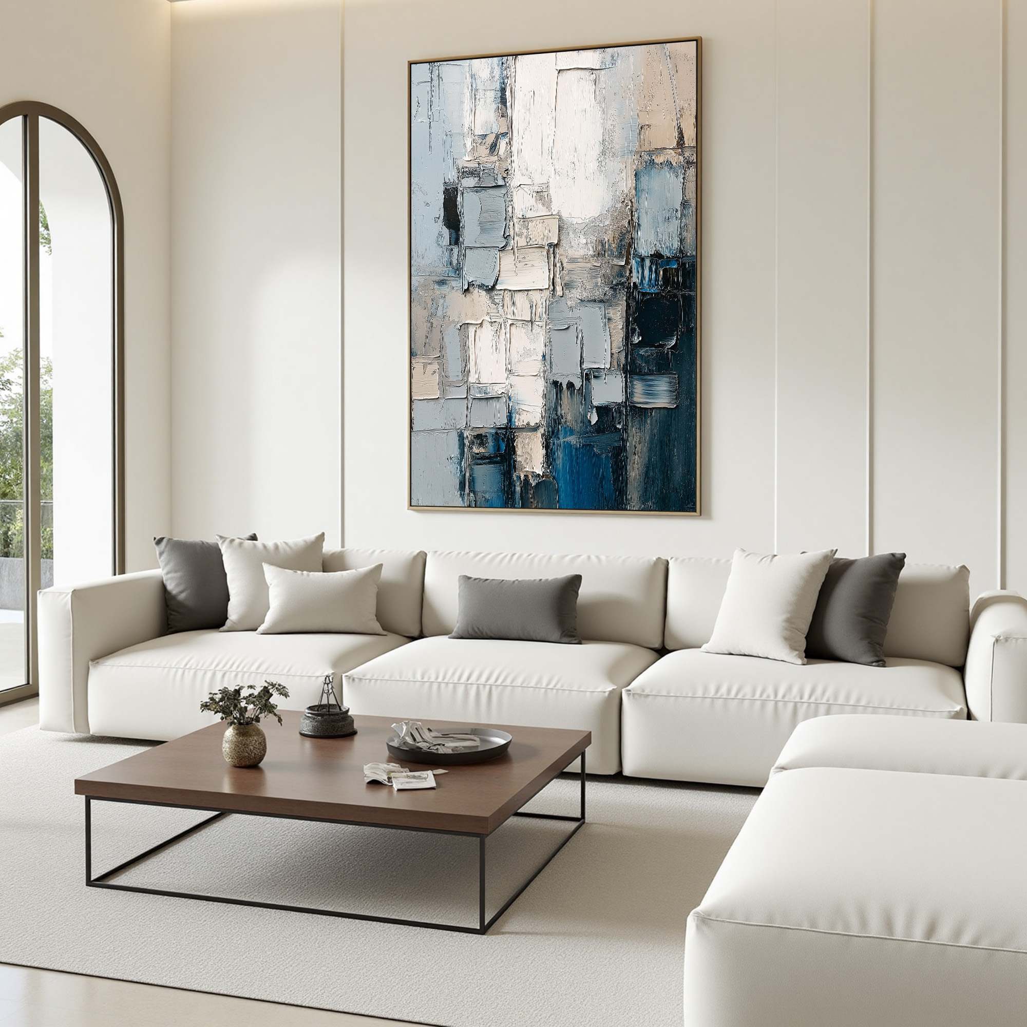 Textured Blue and White Abstract Wall Art | Modern Wall Decor #AA 095