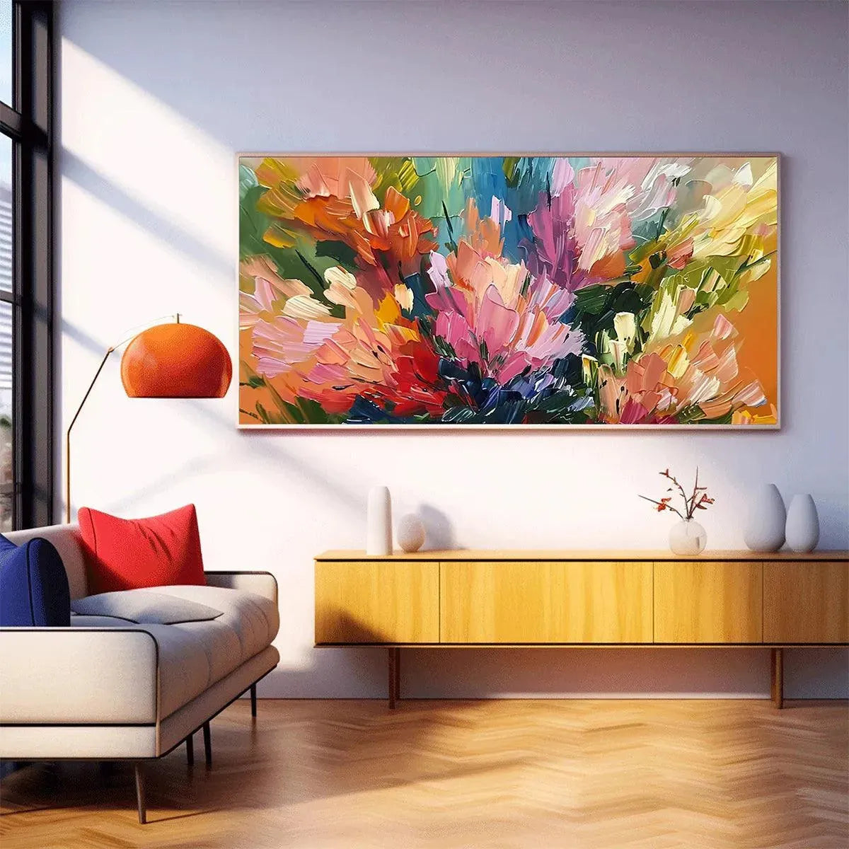 Explosion of Color Abstract Art | Vibrant Floral Painting #AA 167