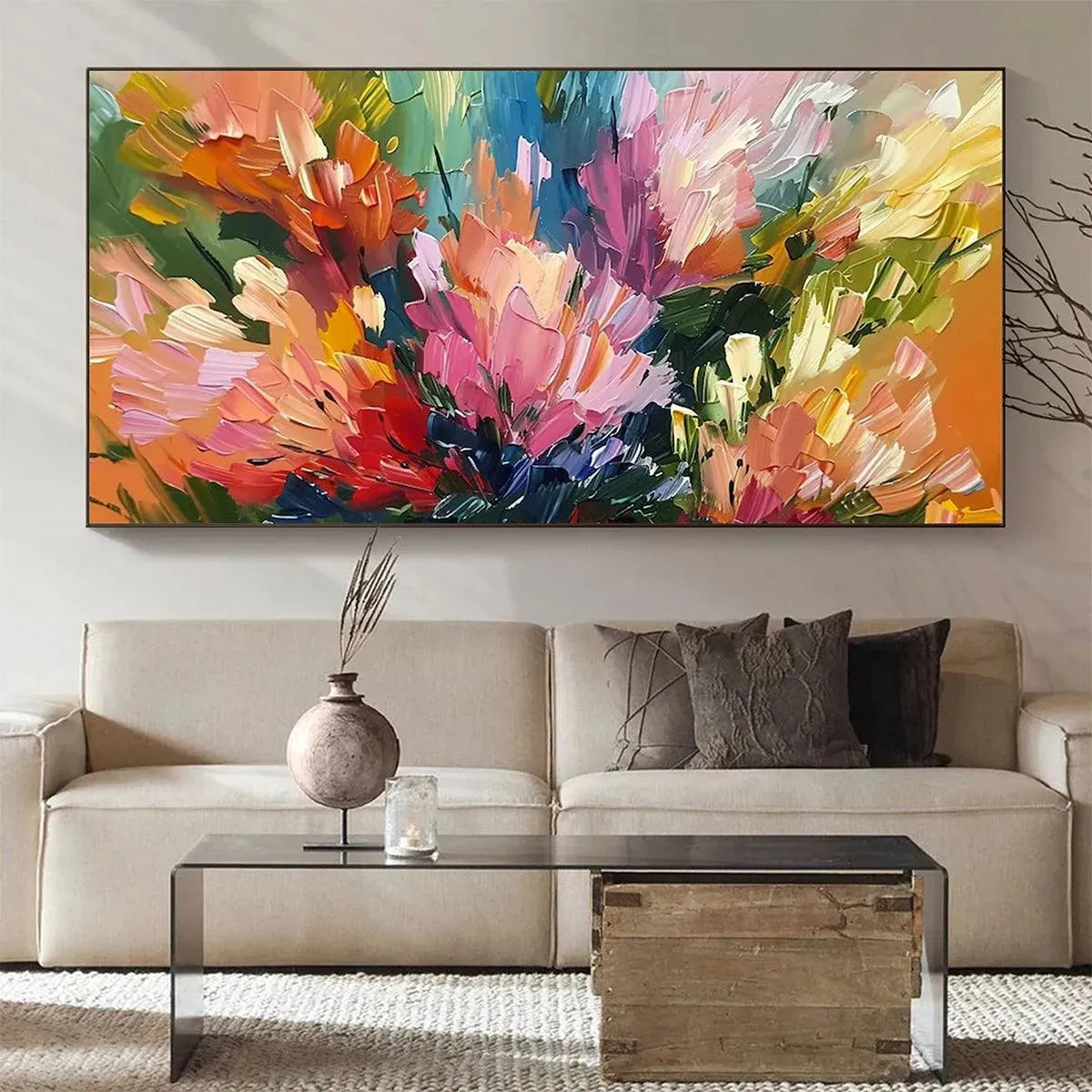 Explosion of Color Abstract Art | Vibrant Floral Painting #AA 167