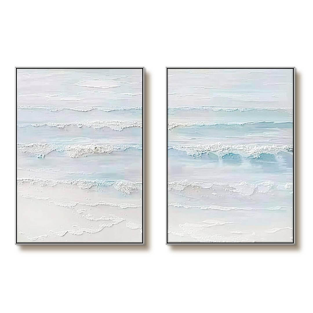 Textured 3D Seascape Diptych | Set of 2 Ocean Wall Art #AA 251