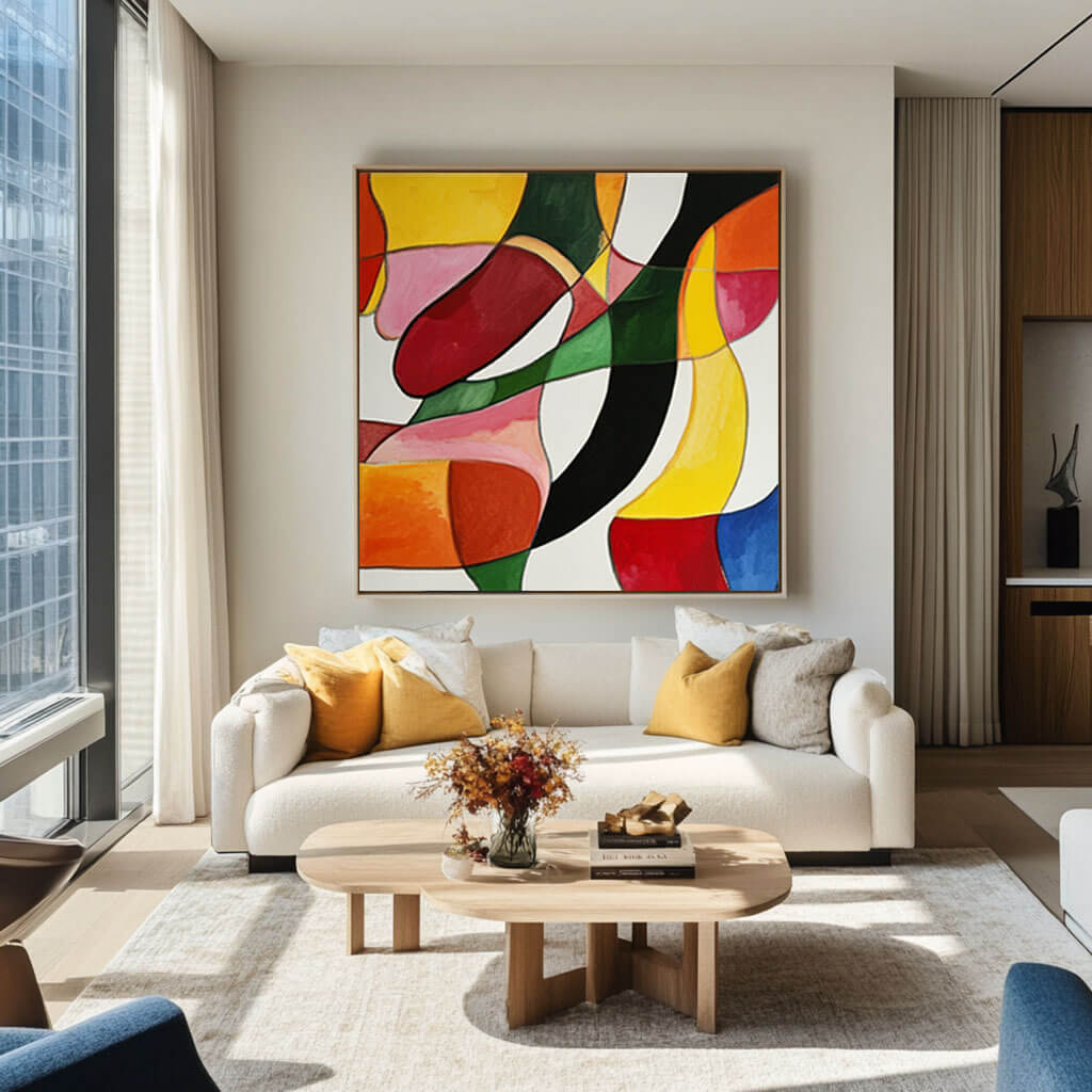 Modern Abstract Art | Mid-Century Style Color Block Painting #AA 069