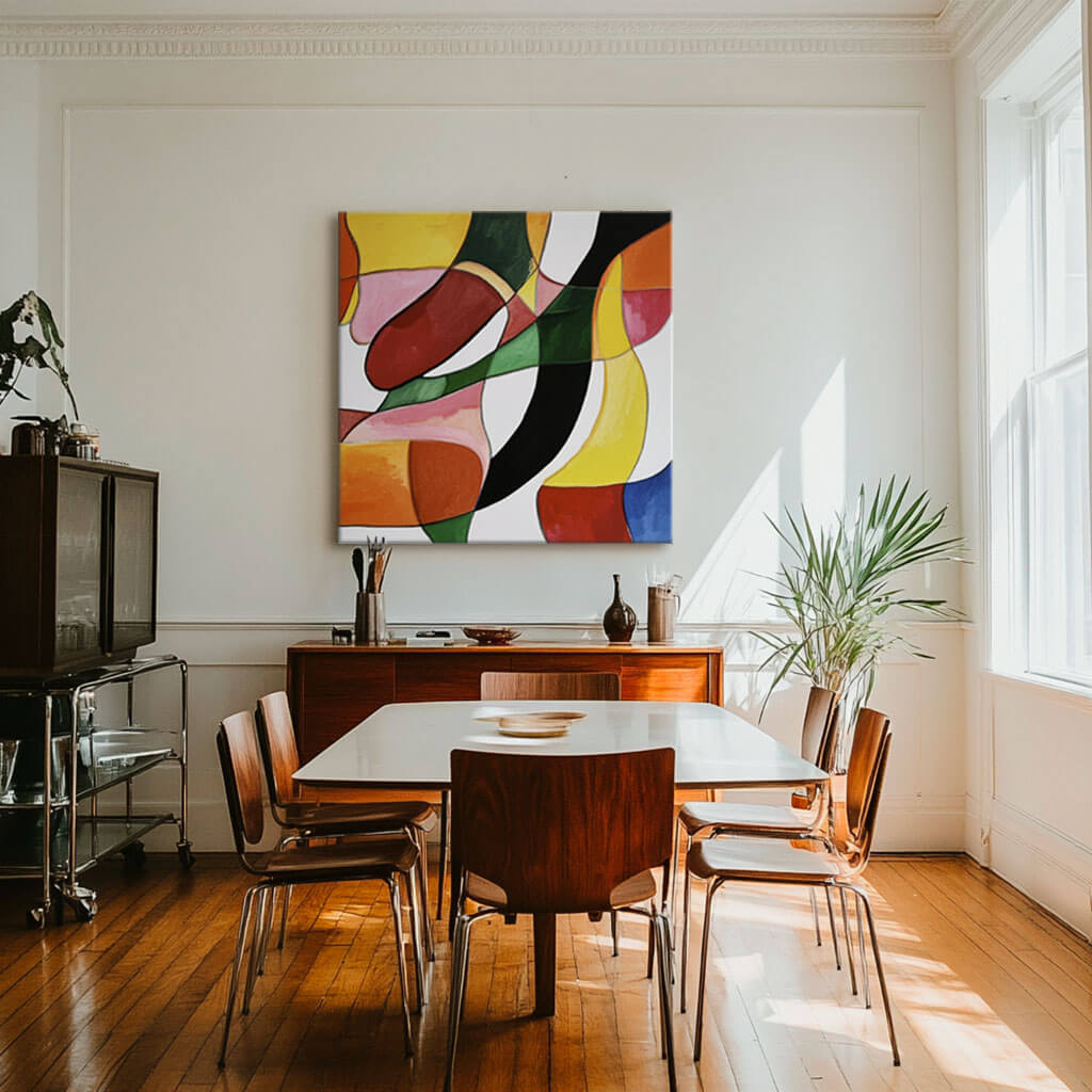 Modern Abstract Art | Mid-Century Style Color Block Painting #AA 069