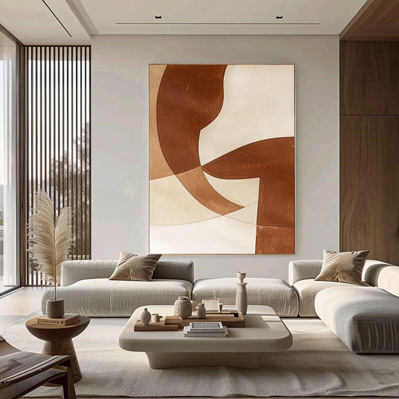 Rust and Beige Abstract Canvas Art | Warm Earth Tone Wall Decor #AA 397
