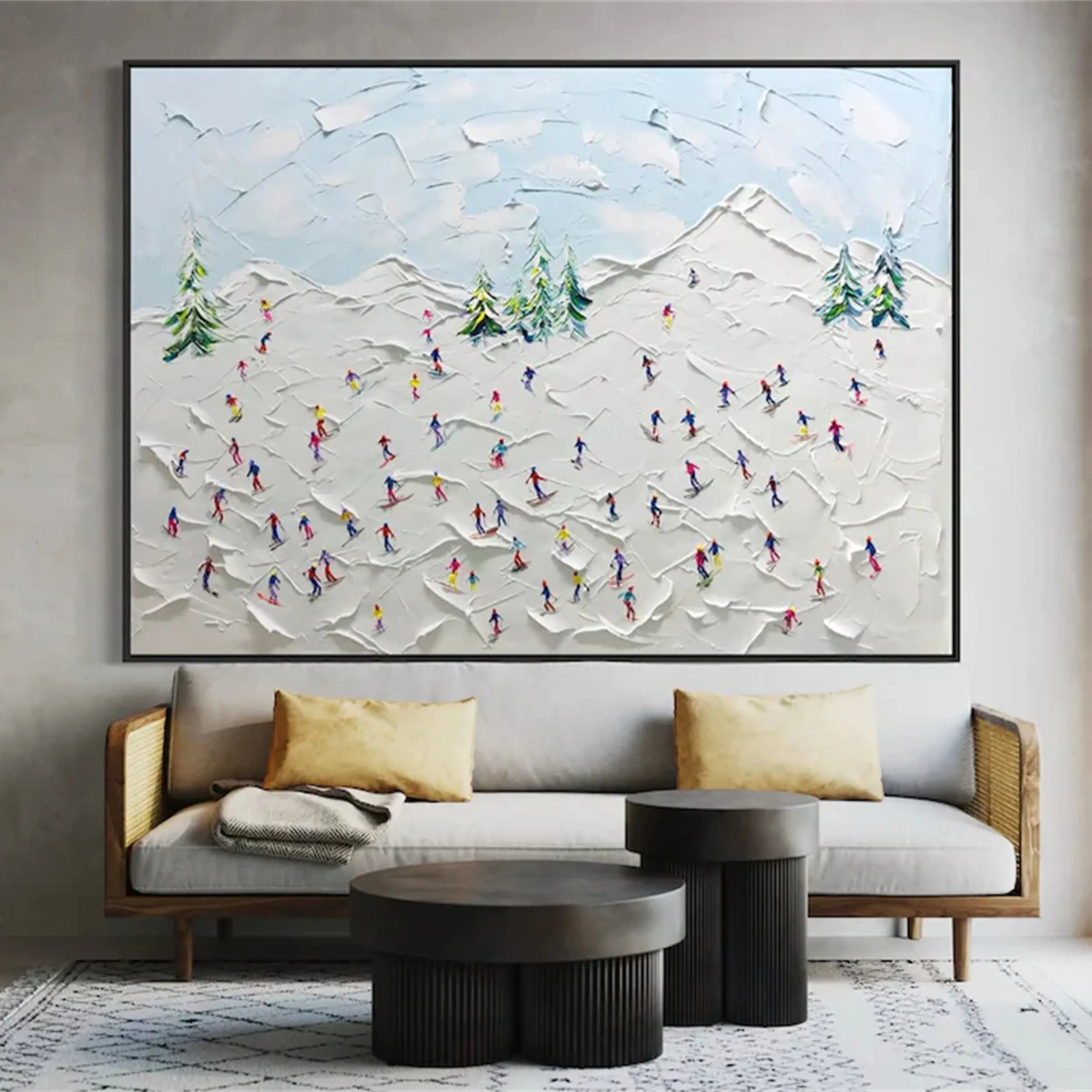 Snowbound Skiing Abstract Wall Decor Landscape Sport Art Painting Canvas #JJ 393