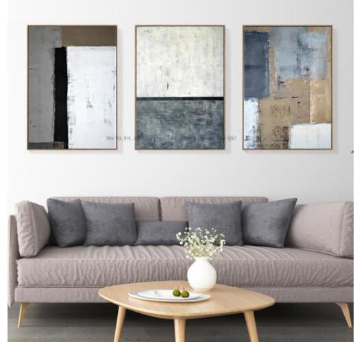 3 Piece Abstract Wall Art Set | Large Neutral Geometric Canvas #ZZ 265